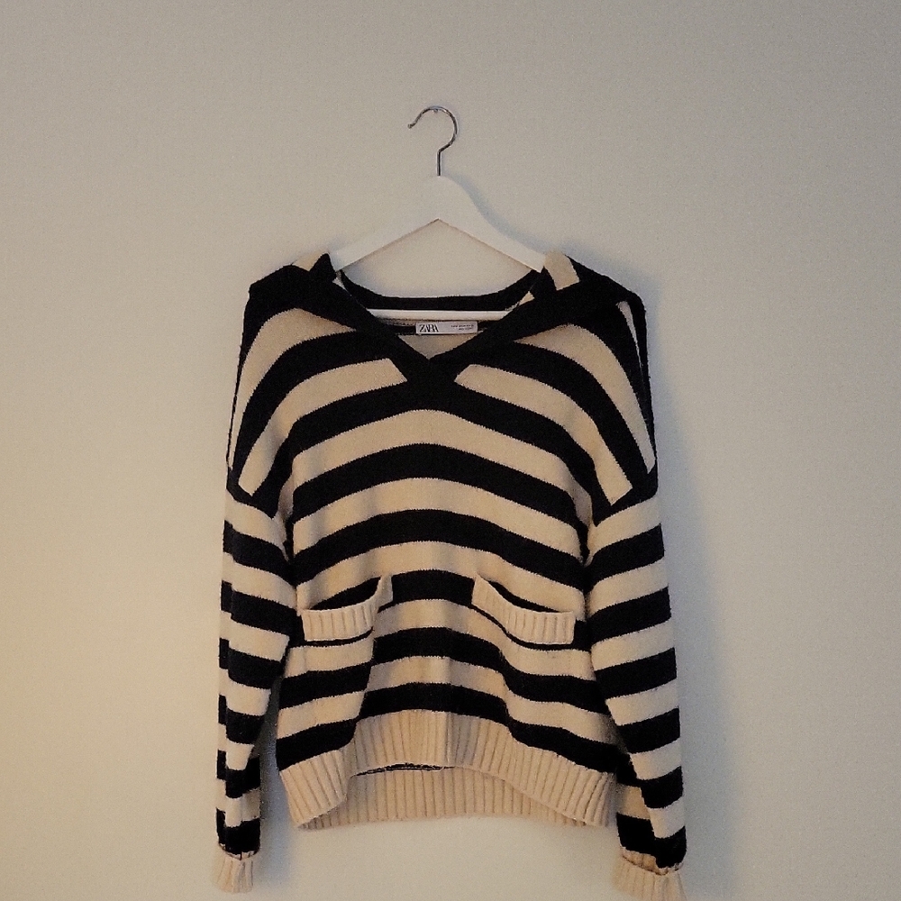 Zara | Blue & White Striped Nautical Sweater | Size Medium